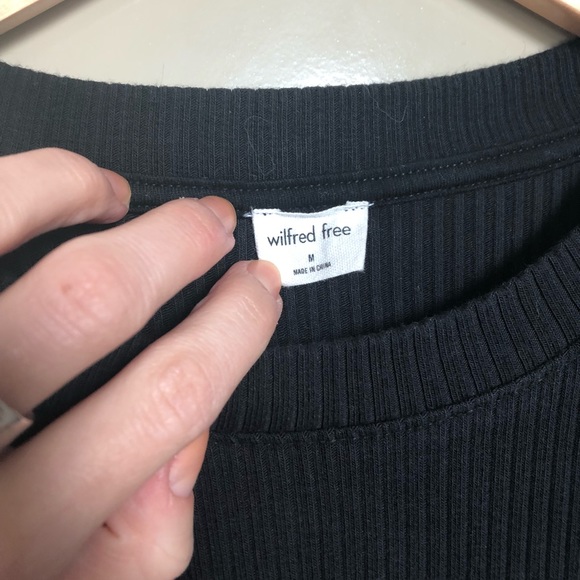 ARITZIA WILFRED FREE 1/2 sleeve black ribbed dress, SZ M - Picture 2 of 4